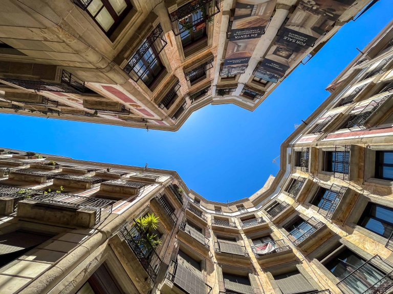 view of buildings in gothic quarter barcelona
